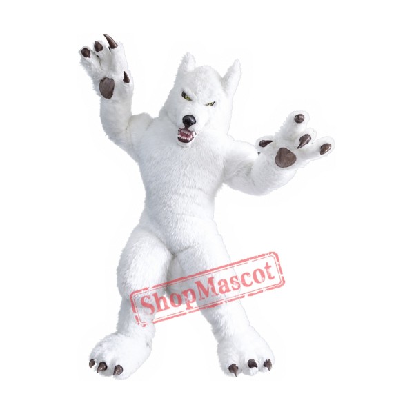 White Wild Wolf Mascot Costume