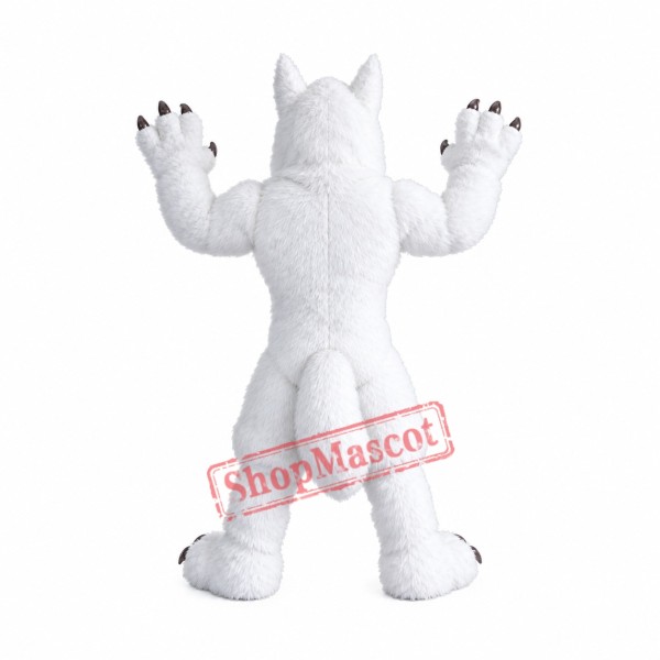 White Wild Wolf Mascot Costume White Wild Wolf Mascot Costume