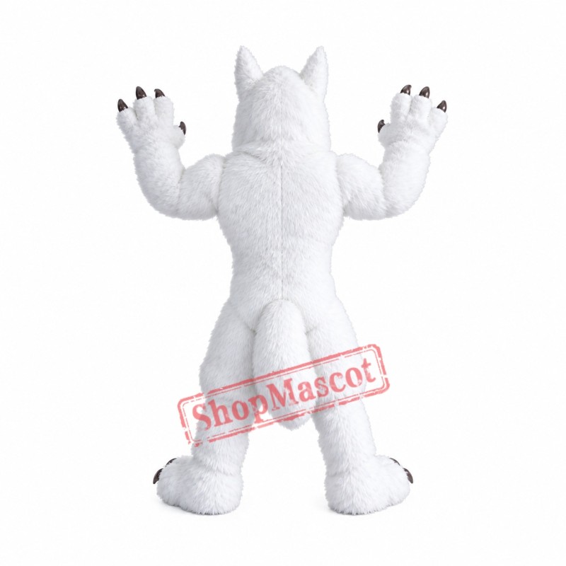 White Wild Wolf Mascot Costume White Wild Wolf Mascot Costume