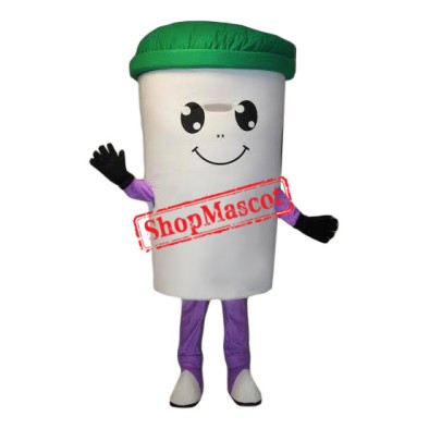 White Recycle Cup Mascot Costume