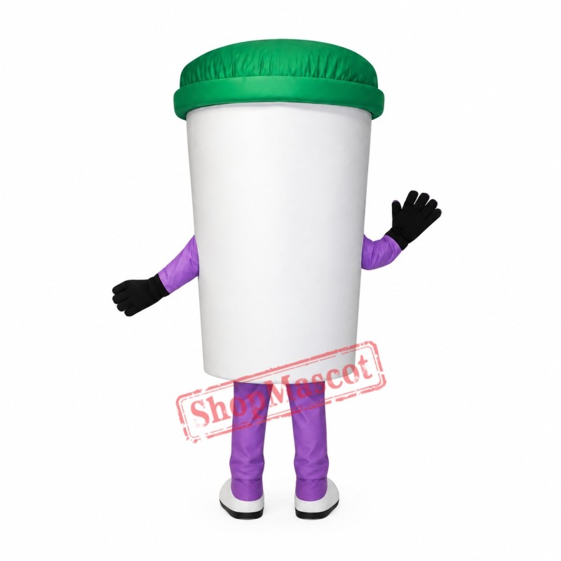 White Recycle Cup Mascot Costume White Recycle Cup Mascot Costume
