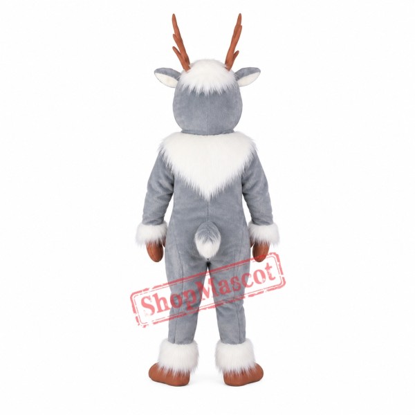 Happy Grey Deer Mascot Costume Happy Grey Deer Mascot Costume