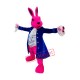 Pink Rabbit Mascot Costume With Blue Suit Pink Rabbit Mascot Costume With Blue Suit