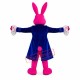 Pink Rabbit Mascot Costume With Blue Suit Pink Rabbit Mascot Costume With Blue Suit