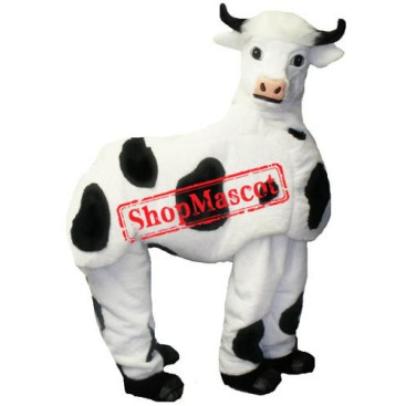 Two Person White Cow Mascot Costume
