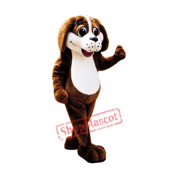 Friendly Brown & White Dog Mascot Costume Friendly Brown & White Dog Mascot Costume