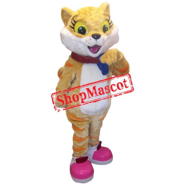 Superb Cute Yellow Cat Mascot Costume