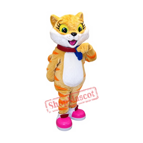 Superb Cute Yellow Cat Mascot Costume
