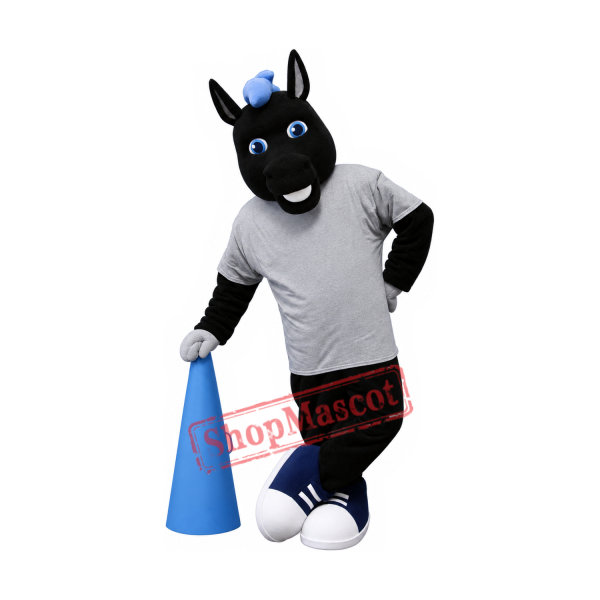 College Black Horse Mascot Costume