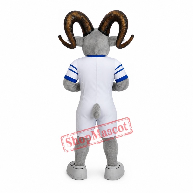 Power Grey Ram Mascot Costume Power Grey Ram Mascot Costume