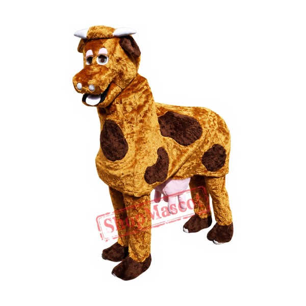 Brown & White Two-Man Cow Mascot Costume