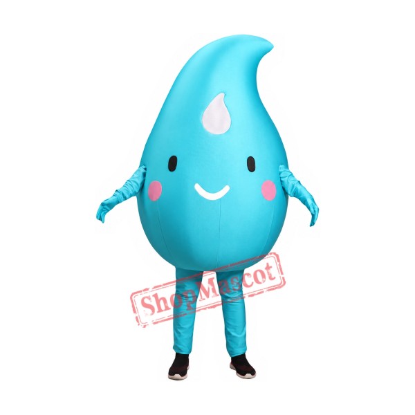 Happy Blue Water Drop Mascot Costume