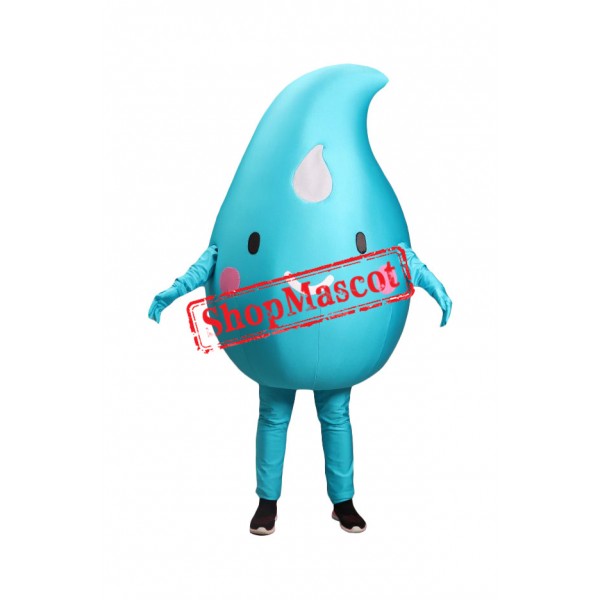 Happy Blue Water Drop Mascot Costume