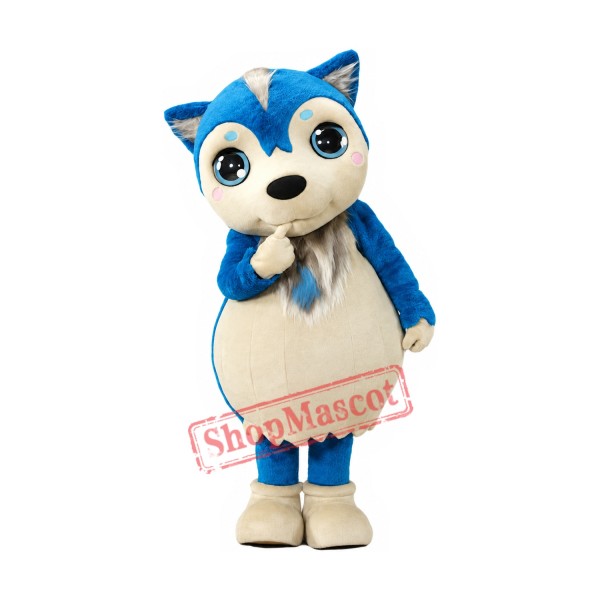 Little Cute Blue Wolf Mascot Costume Little Cute Blue Wolf Mascot Costume
