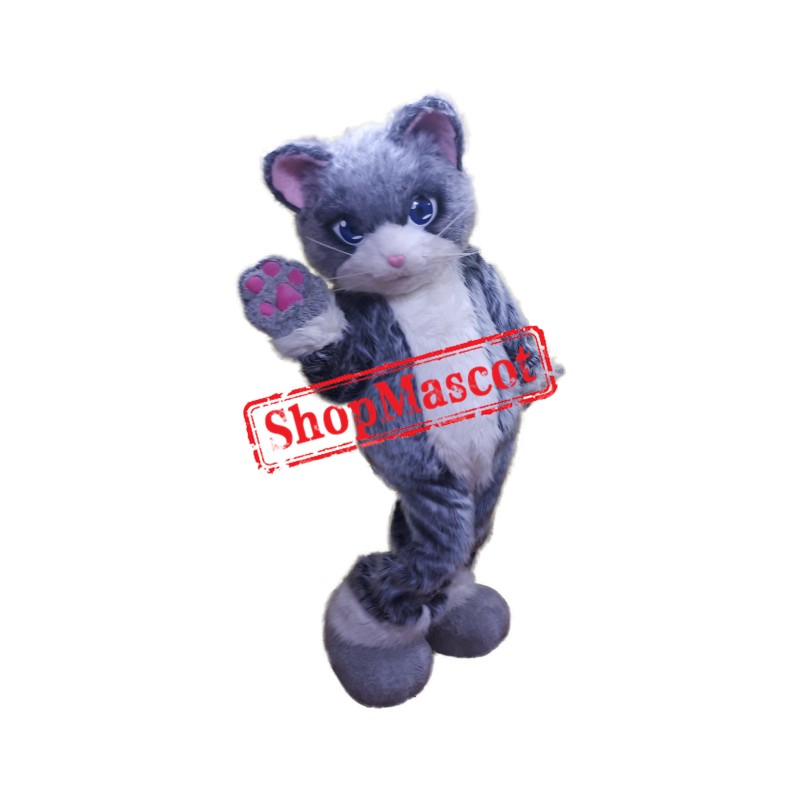 Superb Lovely Grey & White Cat Mascot Costume