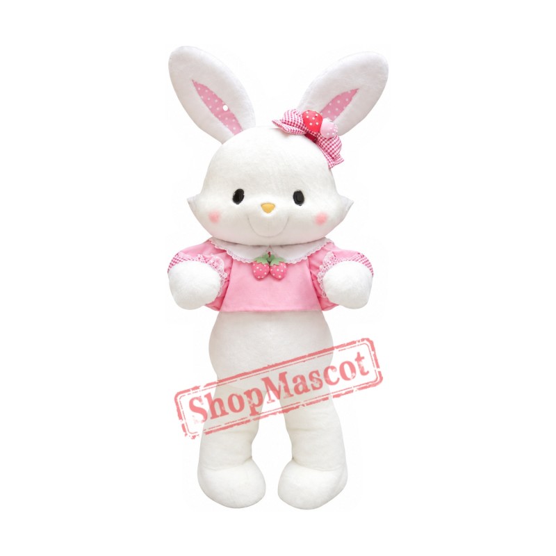 Lovely Pink White Rabbit Mascot Costume Lovely Pink White Rabbit Mascot Costume