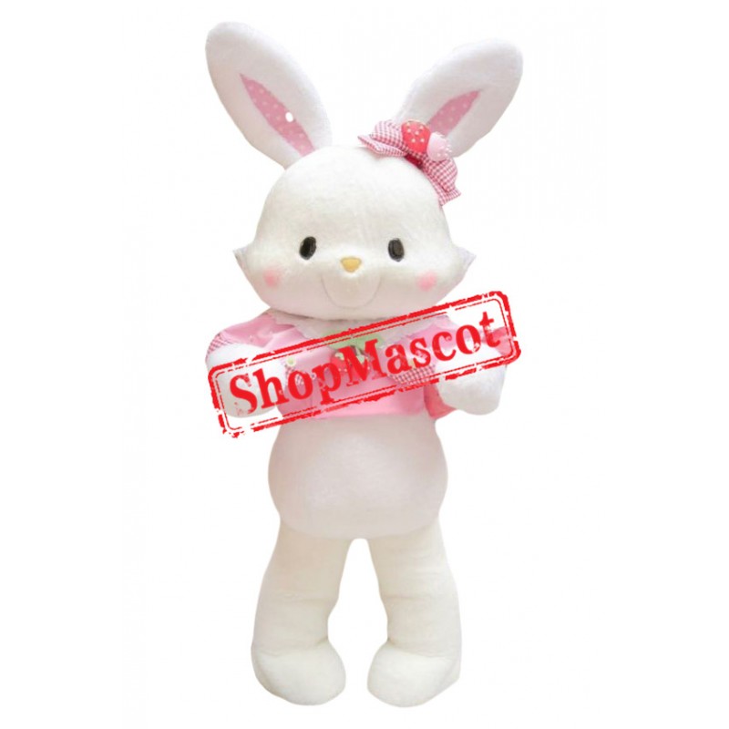 Lovely Pink White Rabbit Mascot Costume