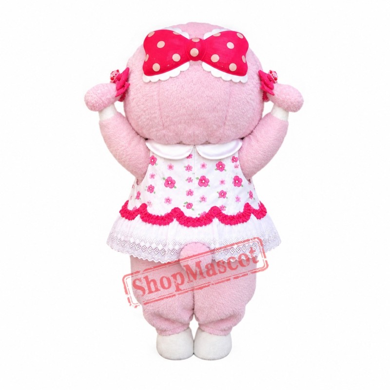 Superb Lovely Pink Sheep Mascot Costume