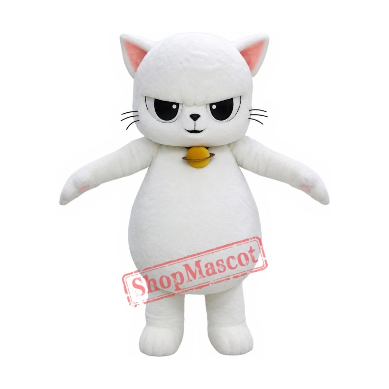 Fierce White Cat Mascot Costume Fierce White Cat Mascot Costume