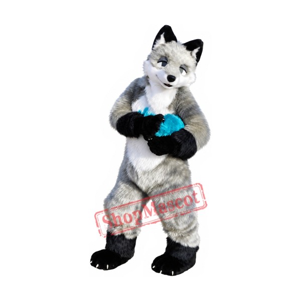 Superb Friendly Grey Wolf Mascot Costume