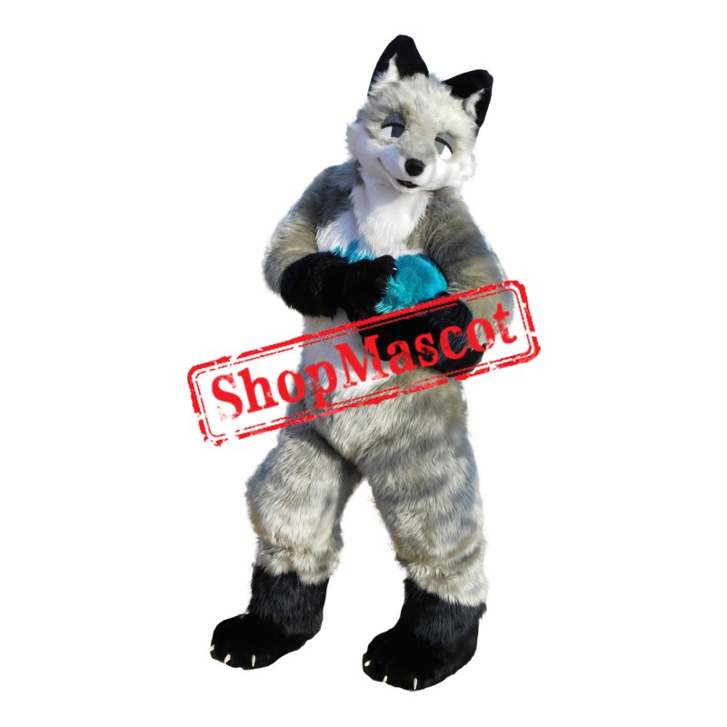 Superb Friendly Grey Wolf Mascot Costume