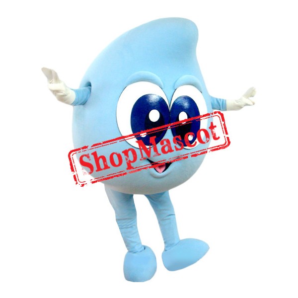 Happy Lightweight Blue Water Drop Mascot Costume