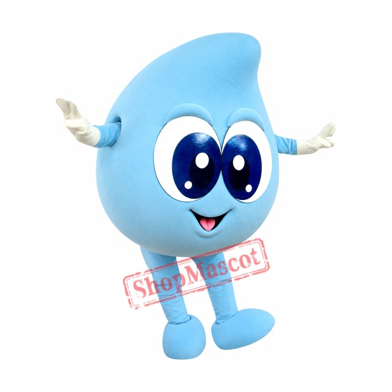 Happy Lightweight Blue Water Drop Mascot Costume