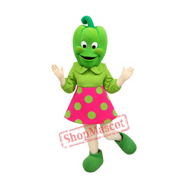 Green Pepper Girl Mascot Costume Green Pepper Girl Mascot Costume