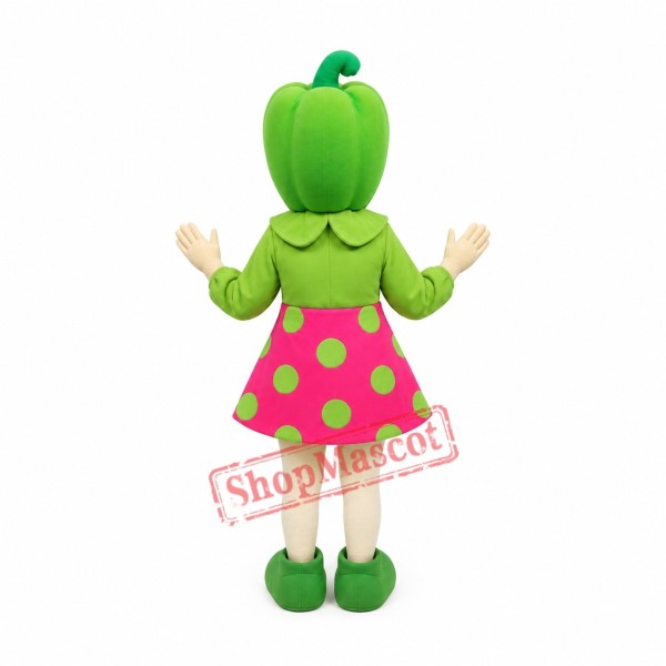 Green Pepper Girl Mascot Costume Green Pepper Girl Mascot Costume