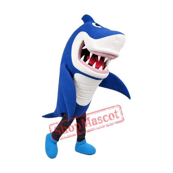 Superb Blue & White Shark Mascot Costume
