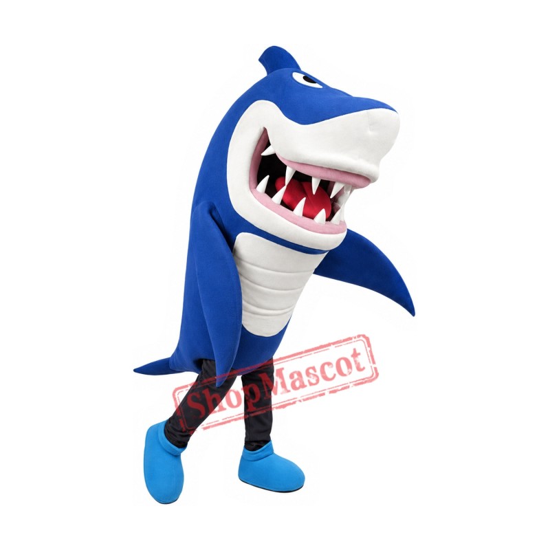 Superb Blue & White Shark Mascot Costume Superb Blue & White Shark Mascot Costume