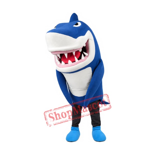 Superb Blue & White Shark Mascot Costume Superb Blue & White Shark Mascot Costume