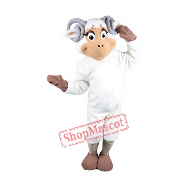Friendly White Sheep Mascot Costume