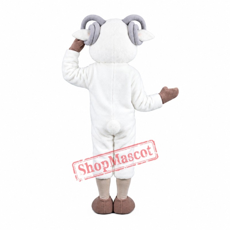 Friendly White Sheep Mascot Costume Friendly White Sheep Mascot Costume
