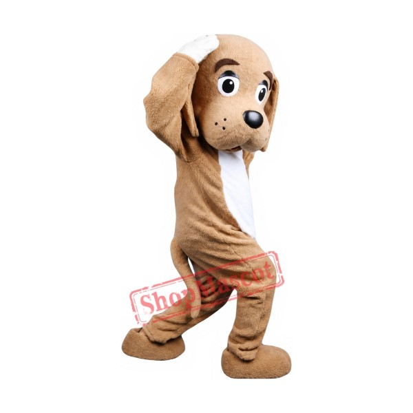 Lovable Brown & White Dog Mascot Costume Lovable Brown & White Dog Mascot Costume