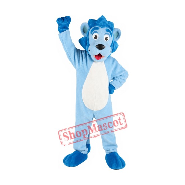 Lovable Blue Lion Mascot Costume