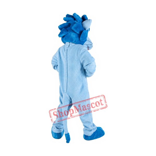 Lovable Blue Lion Mascot Costume Lovable Blue Lion Mascot Costume