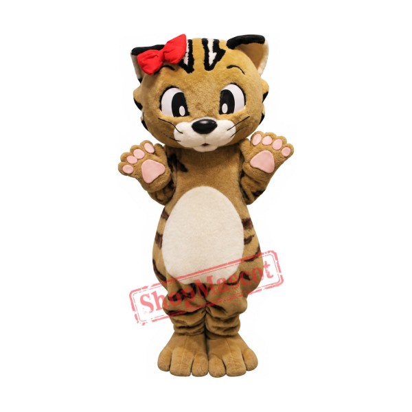 Happy Brown Cat Mascot Costume Happy Brown Cat Mascot Costume