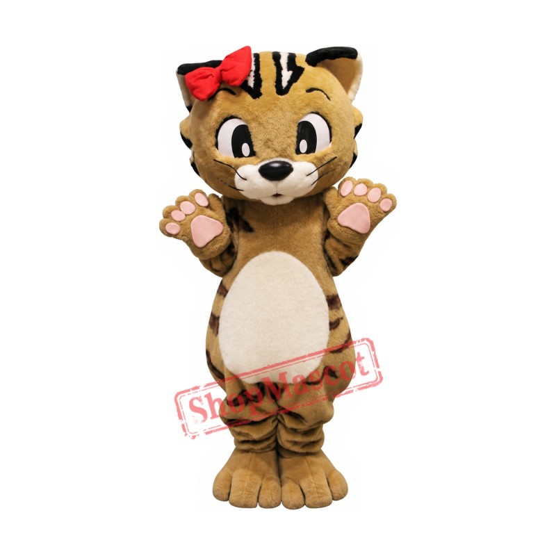 Happy Brown Cat Mascot Costume Happy Brown Cat Mascot Costume