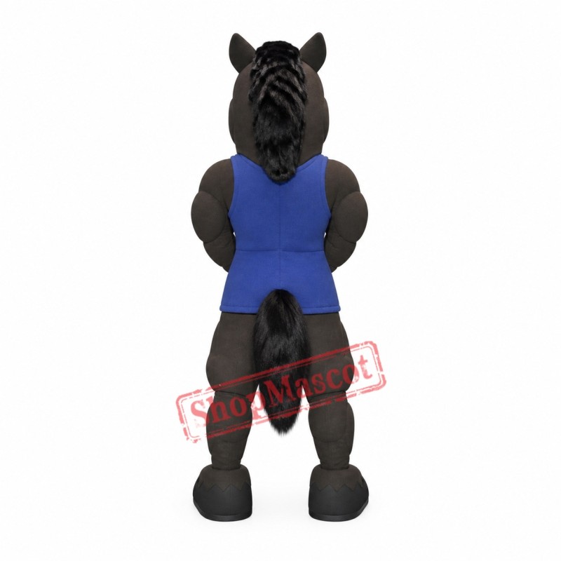 Power Muscular Black Horse Mascot Costume
