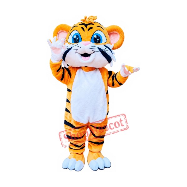 Superb Happy Tiger Mascot Costume Superb Happy Tiger Mascot Costume
