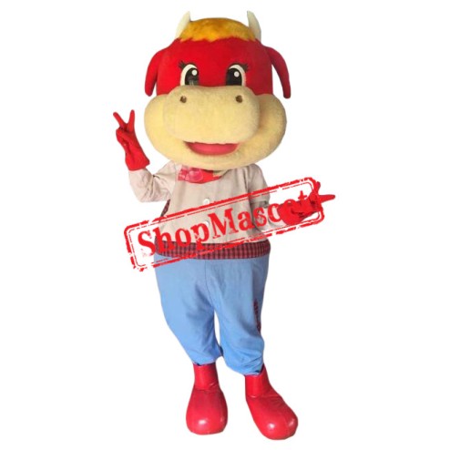 Superb Red Cow Mascot Costume