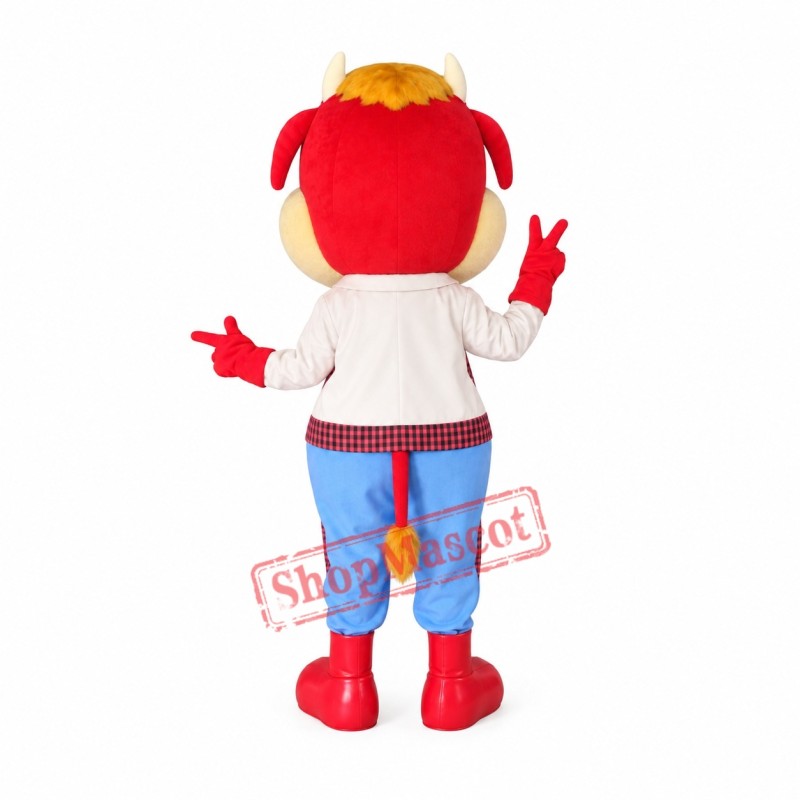 Superb Red Cow Mascot Costume Superb Red Cow Mascot Costume