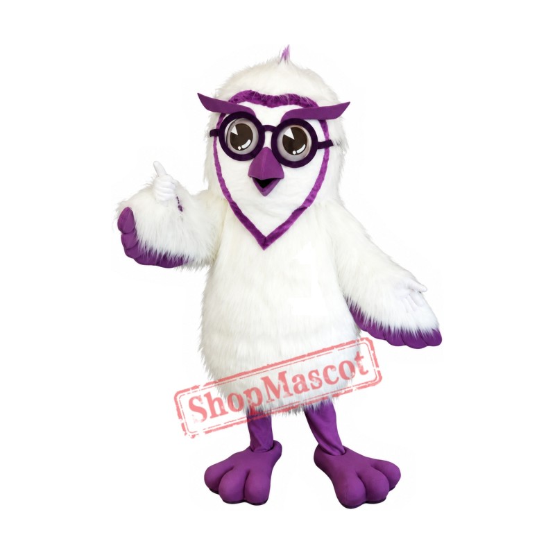 Purple & White Owl Mascot Costume