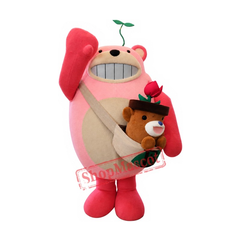 Happy Pink Bear Mascot Costume Happy Pink Bear Mascot Costume