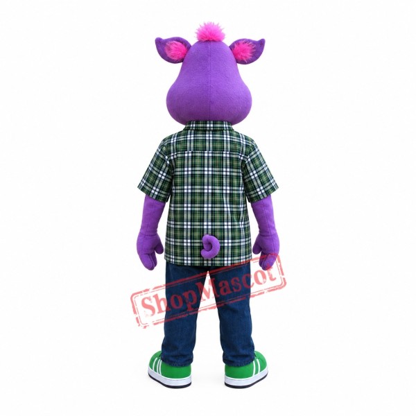 Purple Pig Boy Mascot Costume Purple Pig Boy Mascot Costume
