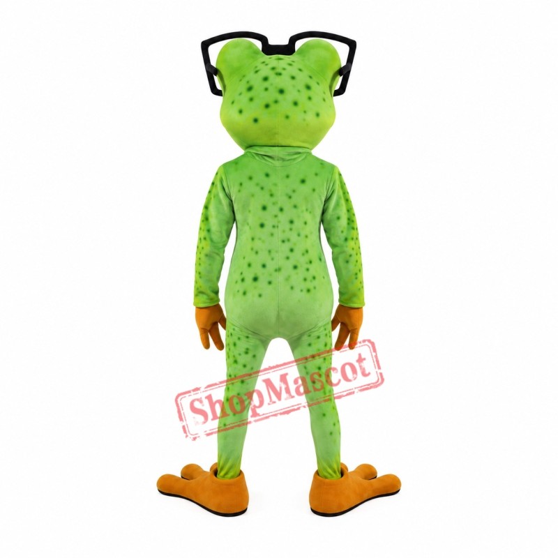 Superb Glasses Frog Mascot Costume Superb Glasses Frog Mascot Costume