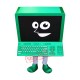 Green Computer Mascot Costume Green Computer Mascot Costume