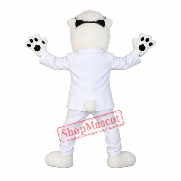 Cool White Lion Mascot Costume