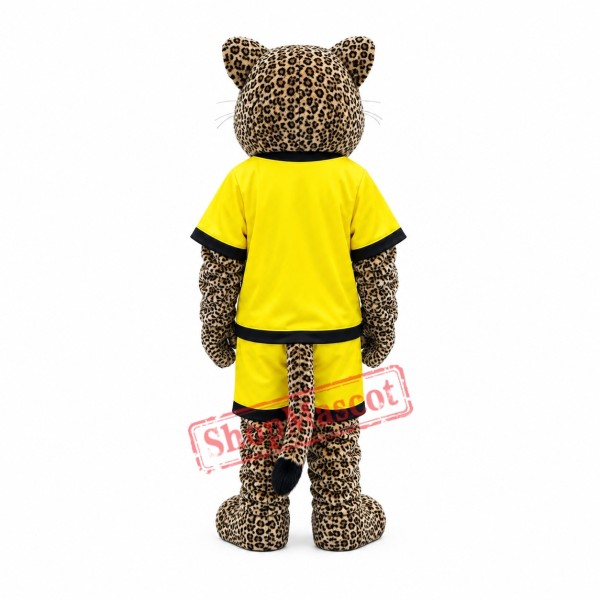 Friendly College Leopard Mascot Costume Friendly College Leopard Mascot Costume
